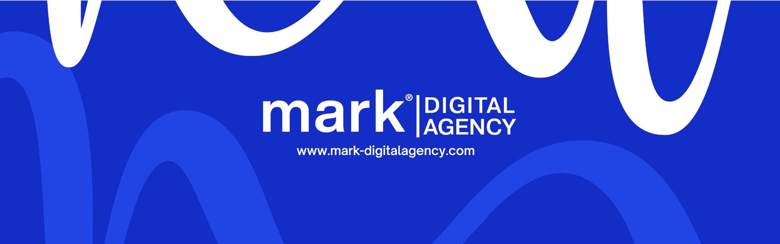 Univers graphique bleu de Mark Digital Agency